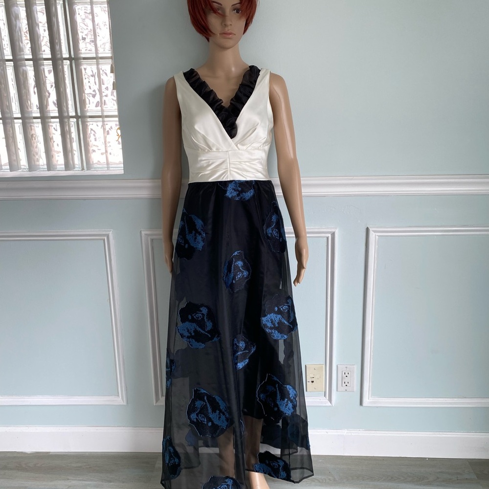 Elegant Black and White Evening Dress